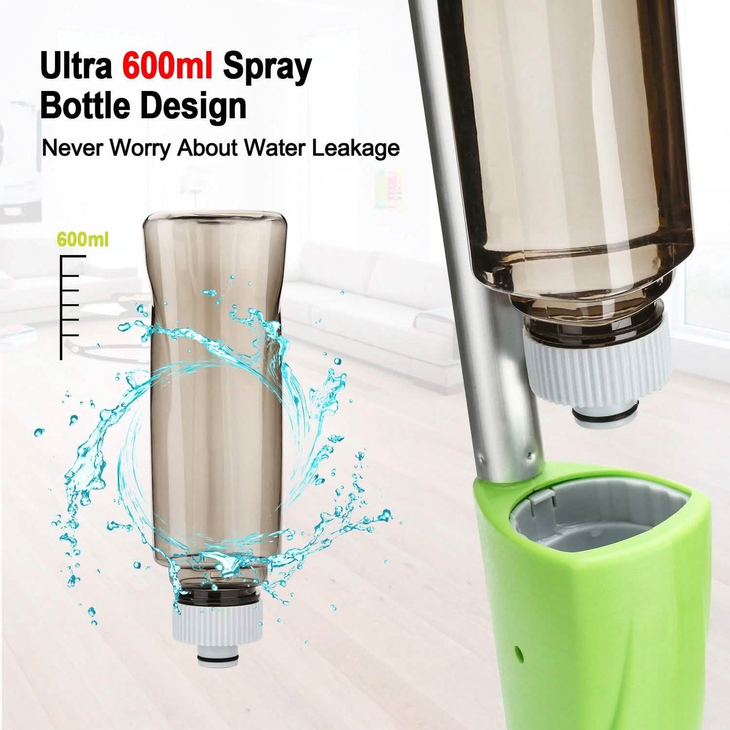 Spray Mop 360° Rotating Head Floor Cleaner 600Ml Bottle Fiber Sweeper Flat Mop DailySale