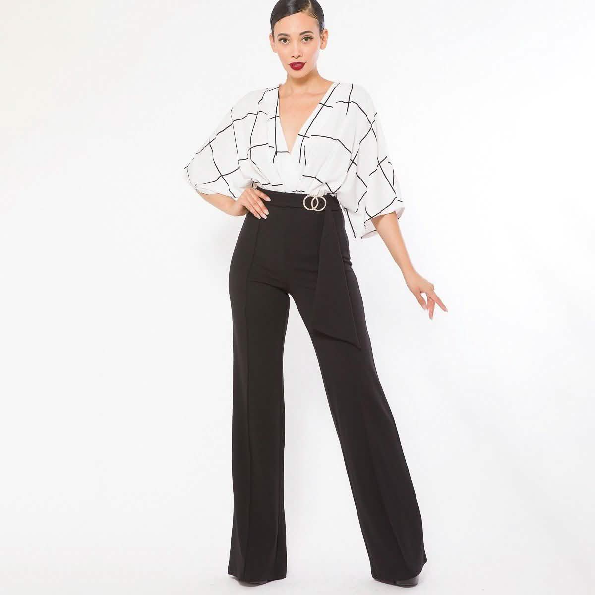 Square Print Woven Top Detailed Fashion Jumpsuit DailySale