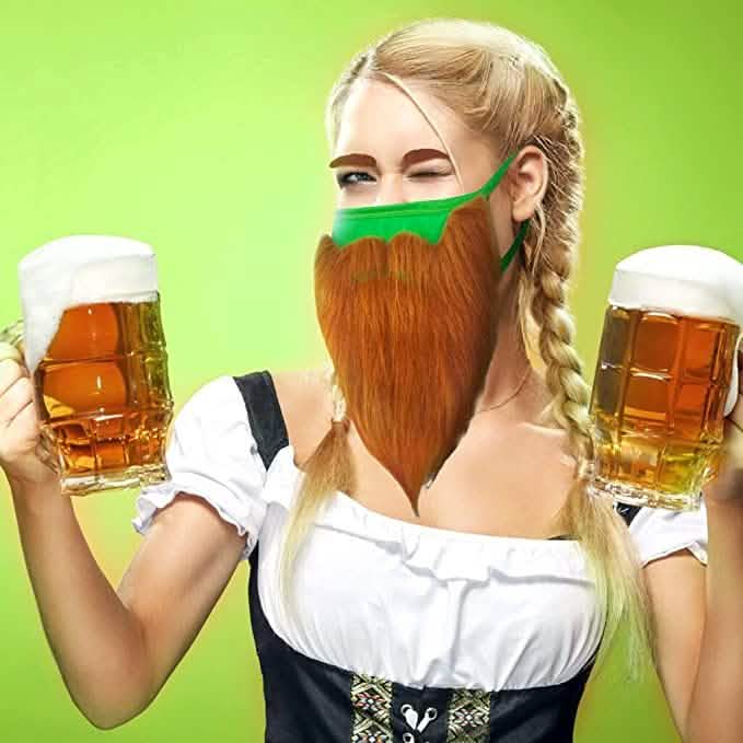 St. Patrick's Day Beard Face Mask and Green Hat Leprechaun Costume for Adults DailySale