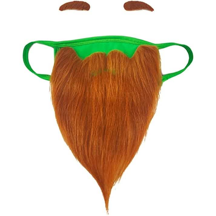 St. Patrick's Day Beard Face Mask and Green Hat Leprechaun Costume for Adults DailySale