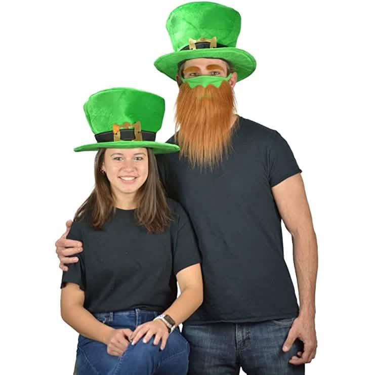 St. Patrick's Day Beard Face Mask and Green Hat Leprechaun Costume for Adults DailySale