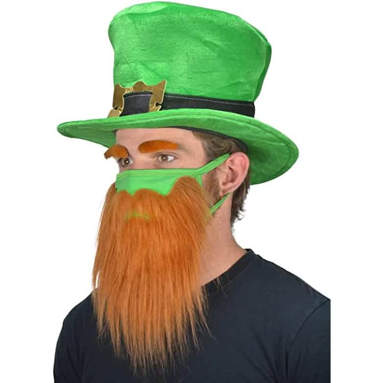 St. Patrick's Day Beard Face Mask and Green Hat Leprechaun Costume for Adults DailySale
