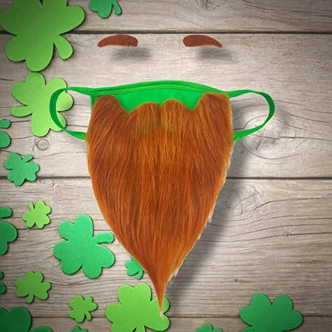 St. Patrick's Day Beard Face Mask and Green Hat Leprechaun Costume for Adults DailySale