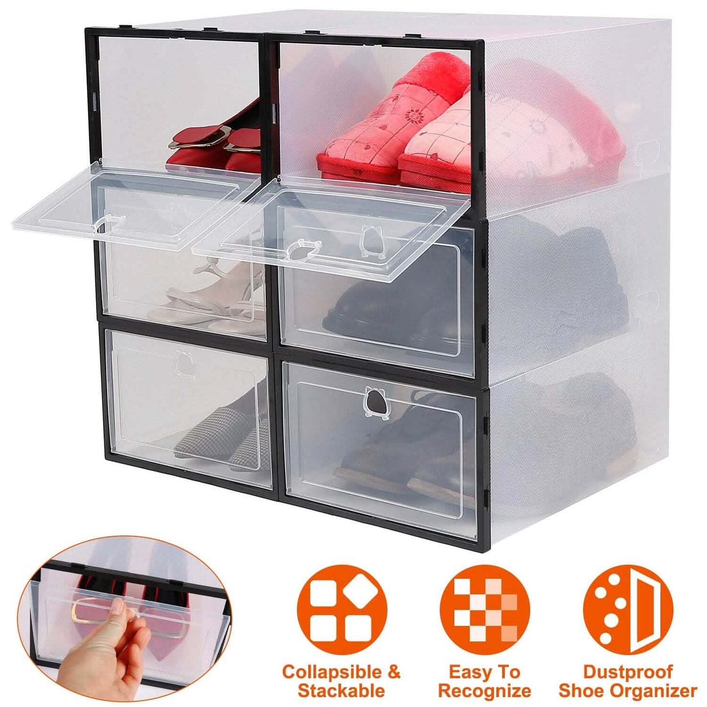 Stackable Shoe Storage Bin Transparent Dustproof DailySale