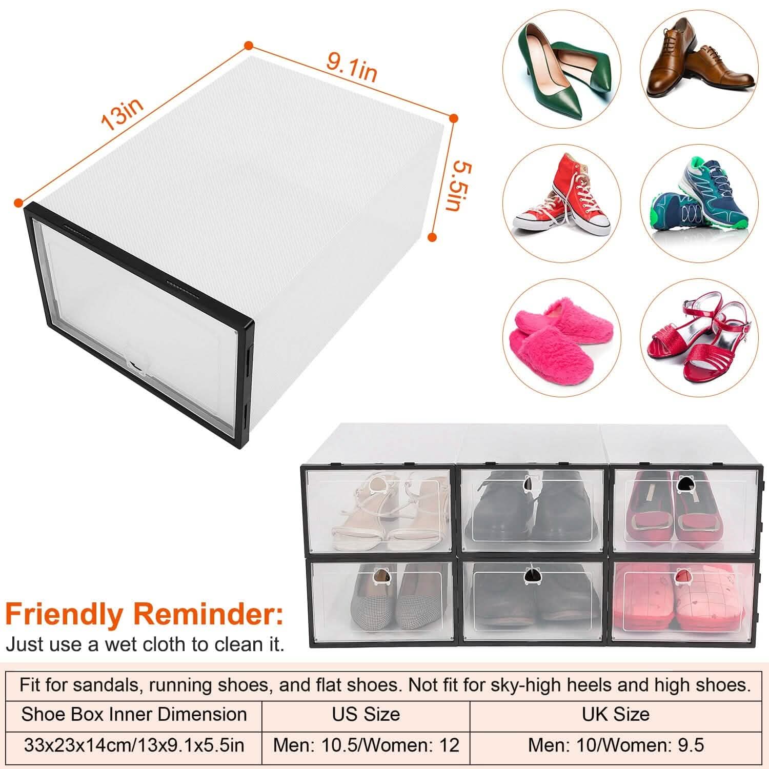 Stackable Shoe Storage Bin Transparent Dustproof DailySale