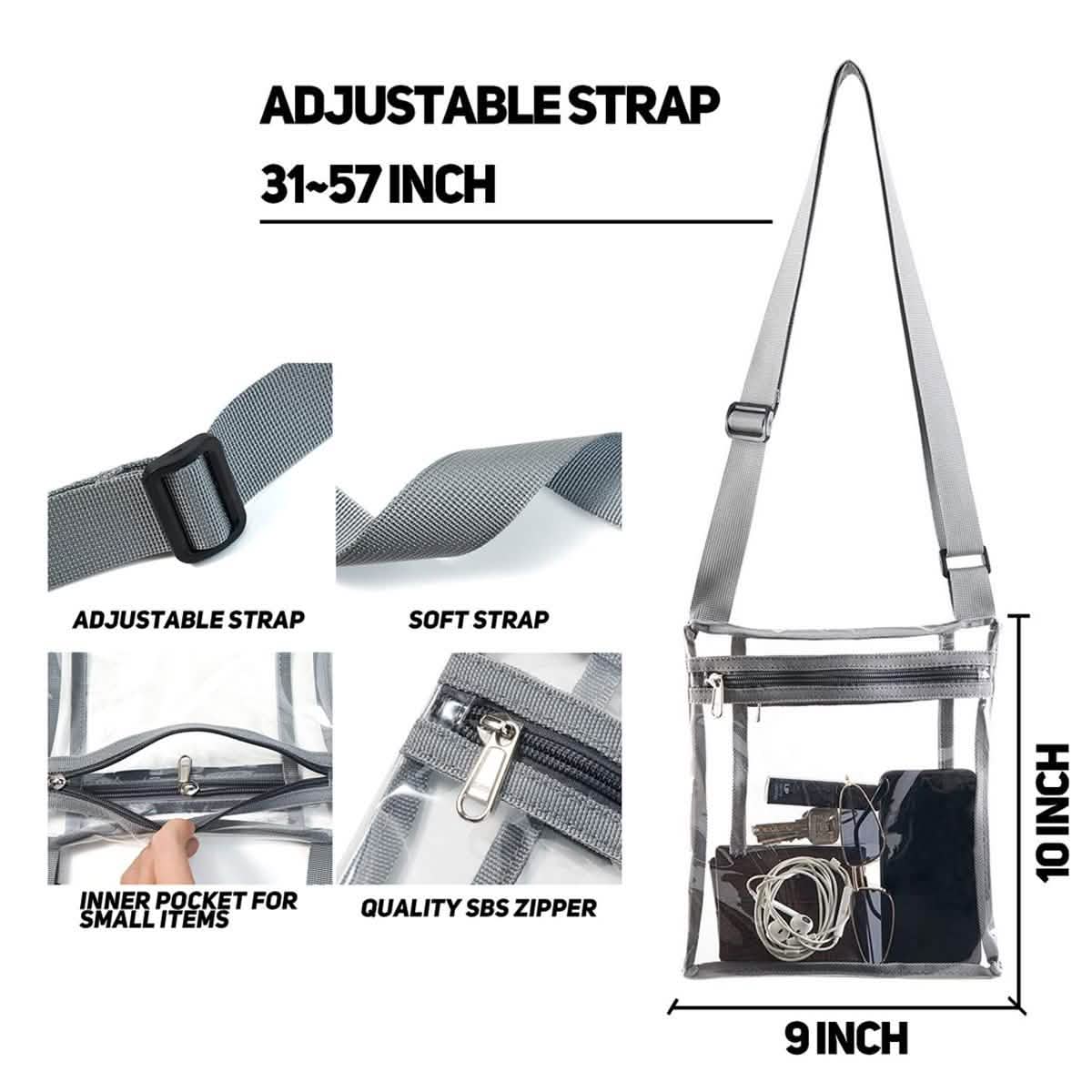 Stadium Approved Clear Crossbody Bag Purse with Adjustable Strap DailySale