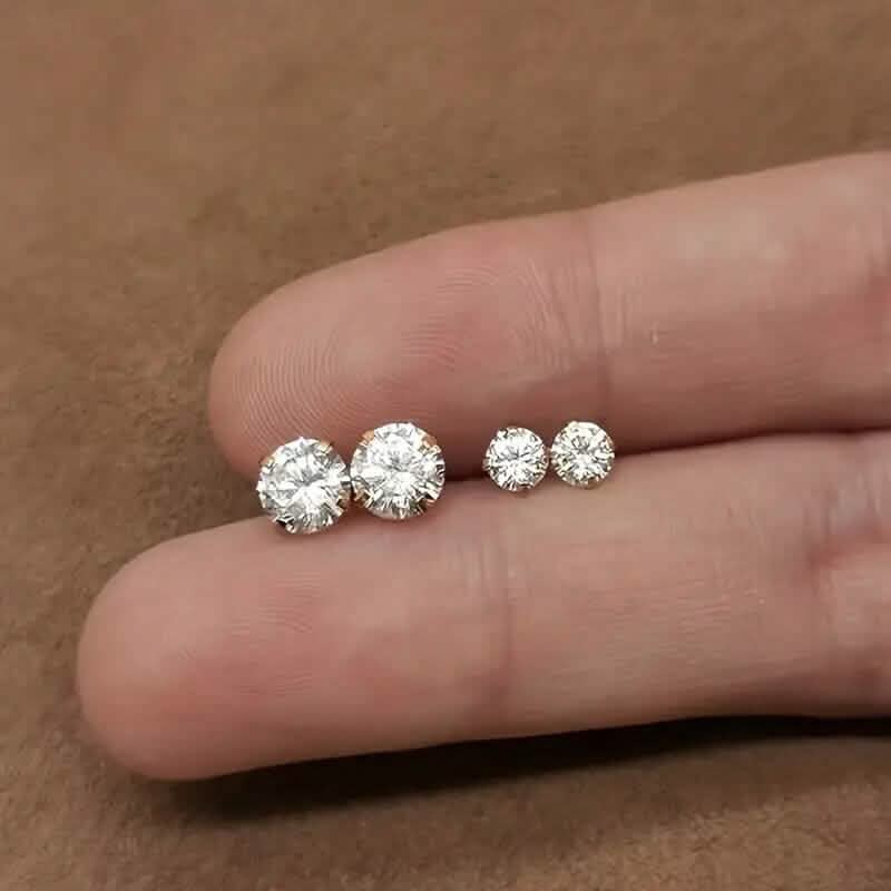 Stainless Steel 18K Gold Four-Claw Twisted Ball Zirconia Earrings DailySale