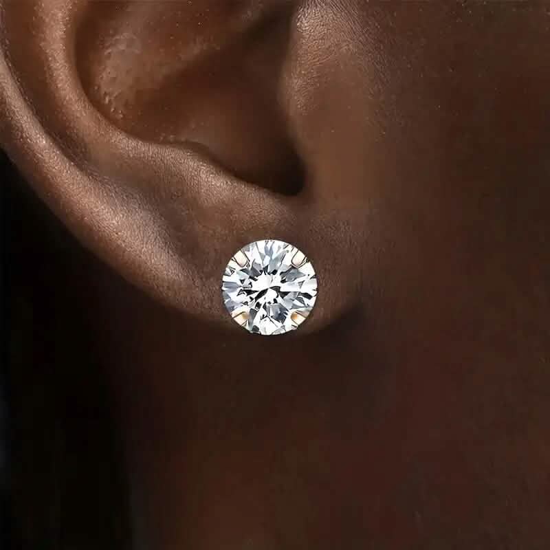 Stainless Steel 18K Gold Four-Claw Twisted Ball Zirconia Earrings DailySale