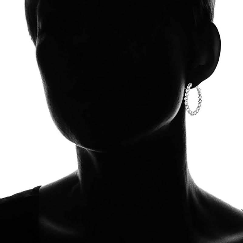 Stainless Steel Bead Ball Hoop Earrings DailySale