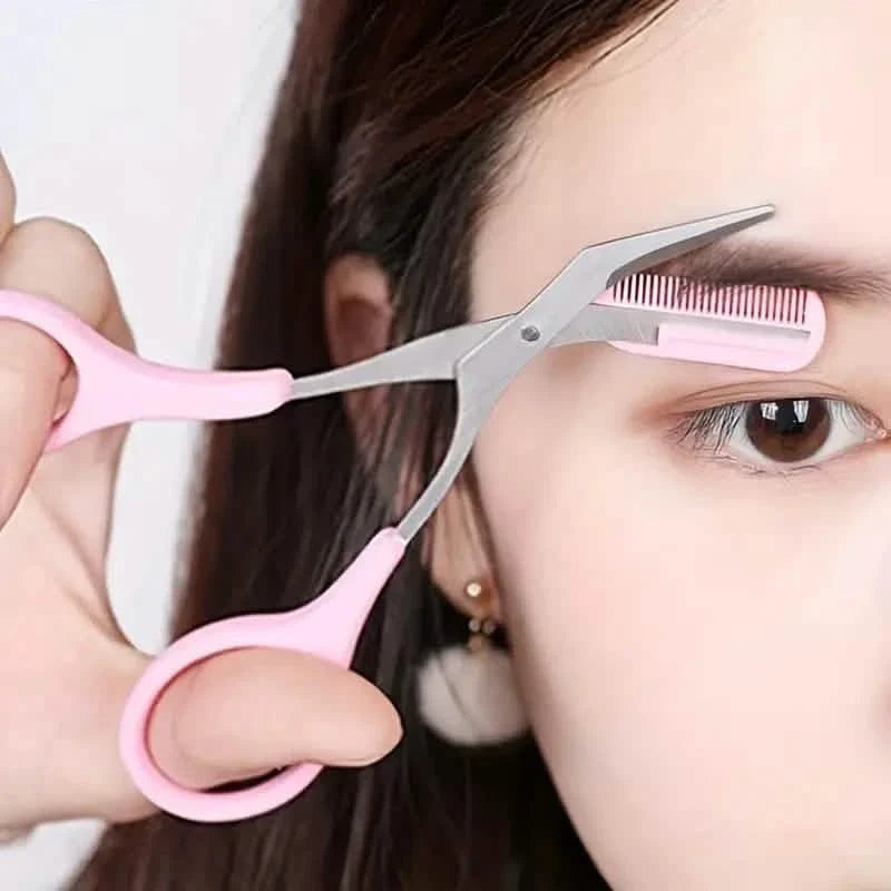 Stainless Steel Eyebrow Trimmer Set, Curved Eyebrow Razor and Scissors With Comb DailySale