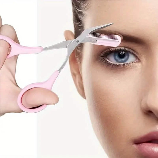 Stainless Steel Eyebrow Trimmer Set, Curved Eyebrow Razor and Scissors With Comb DailySale