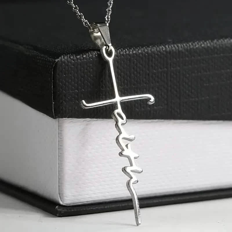 Stainless Steel Faith Word Church Prayer Religious Pendant Necklace DailySale