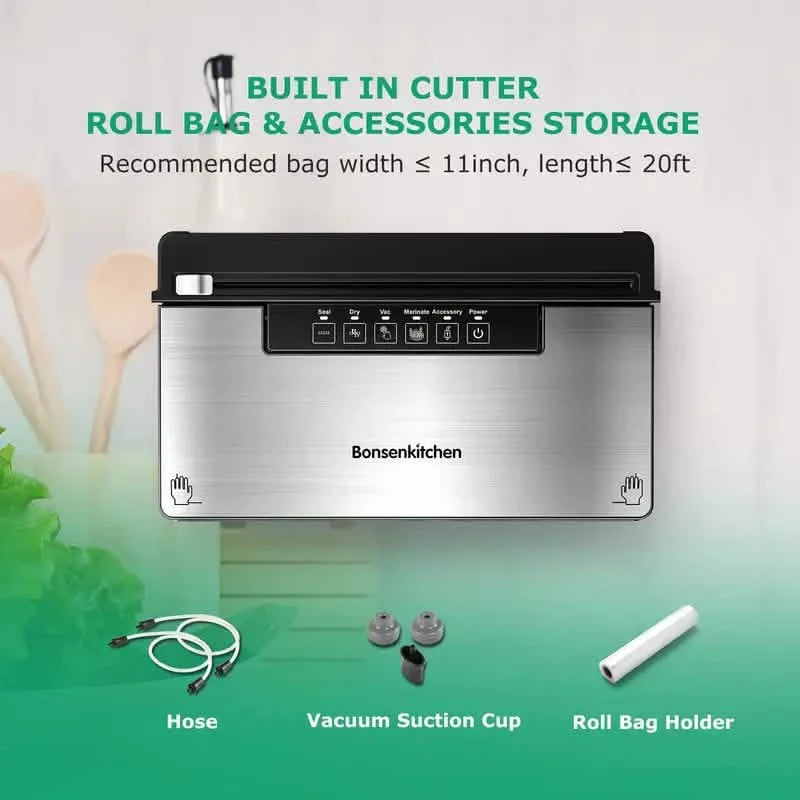 Stainless Steel Food Vacuum Sealer with Built-in Cutter DailySale