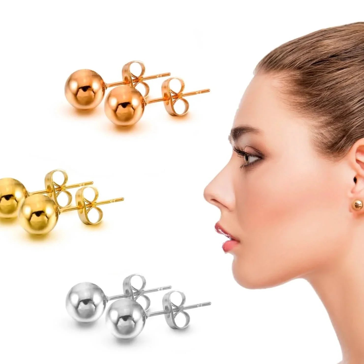 Stainless Steel Hypoallergenic Ball Shaped Stud Earrings DailySale