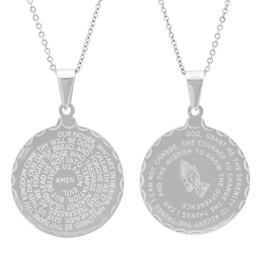 Stainless Steel Lord's and Serenity Prayer Pendant for Women DailySale