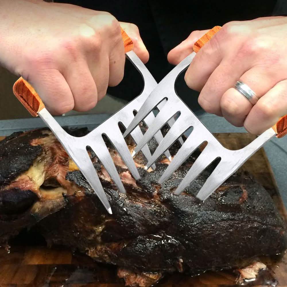 Stainless Steel Meat-Shredding Claws with Wooden Handle DailySale