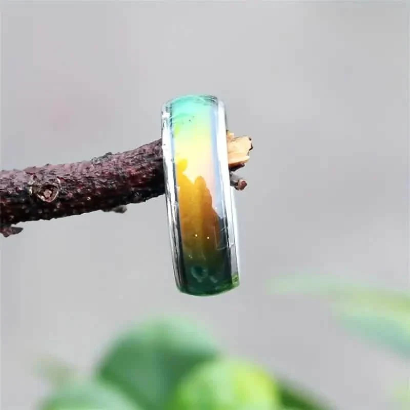 Stainless Steel Mood Ring Inlaid Thermal Discoloration Stone DailySale