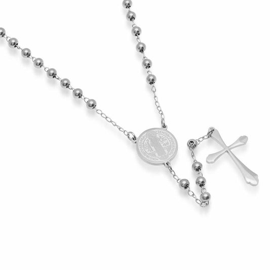 Stainless Steel Saint Benedict Rosary Necklace DailySale