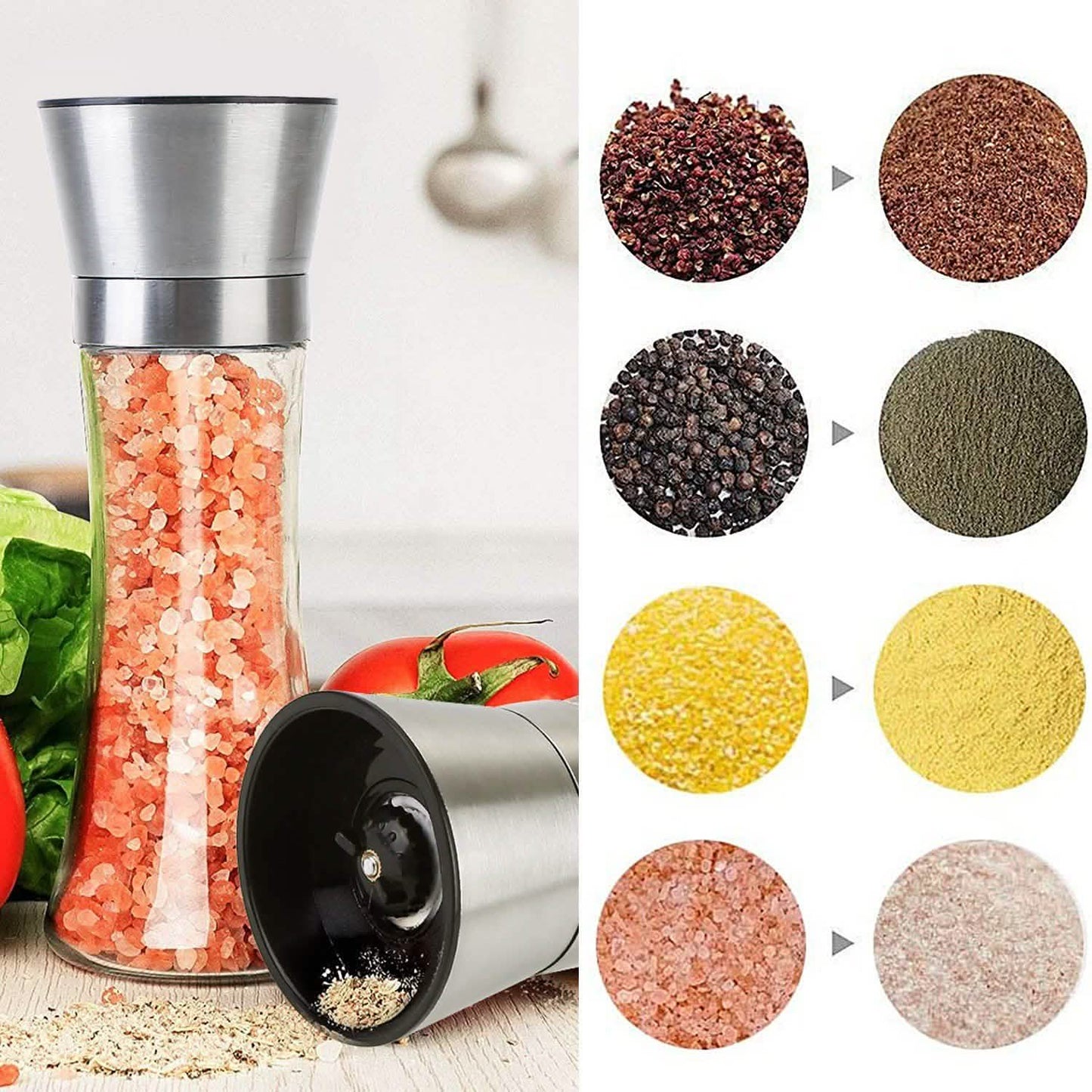 Stainless Steel Salt Pepper Grinder with Adjustable Coarseness DailySale