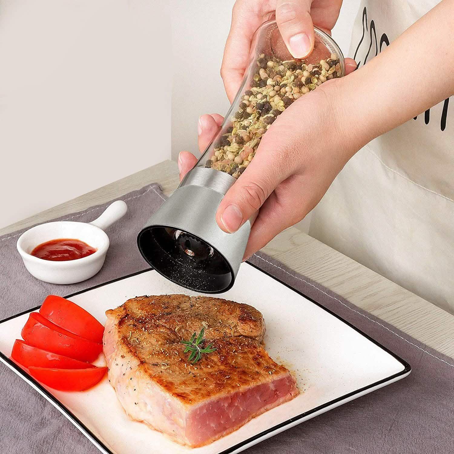 Stainless Steel Salt Pepper Grinder with Adjustable Coarseness DailySale