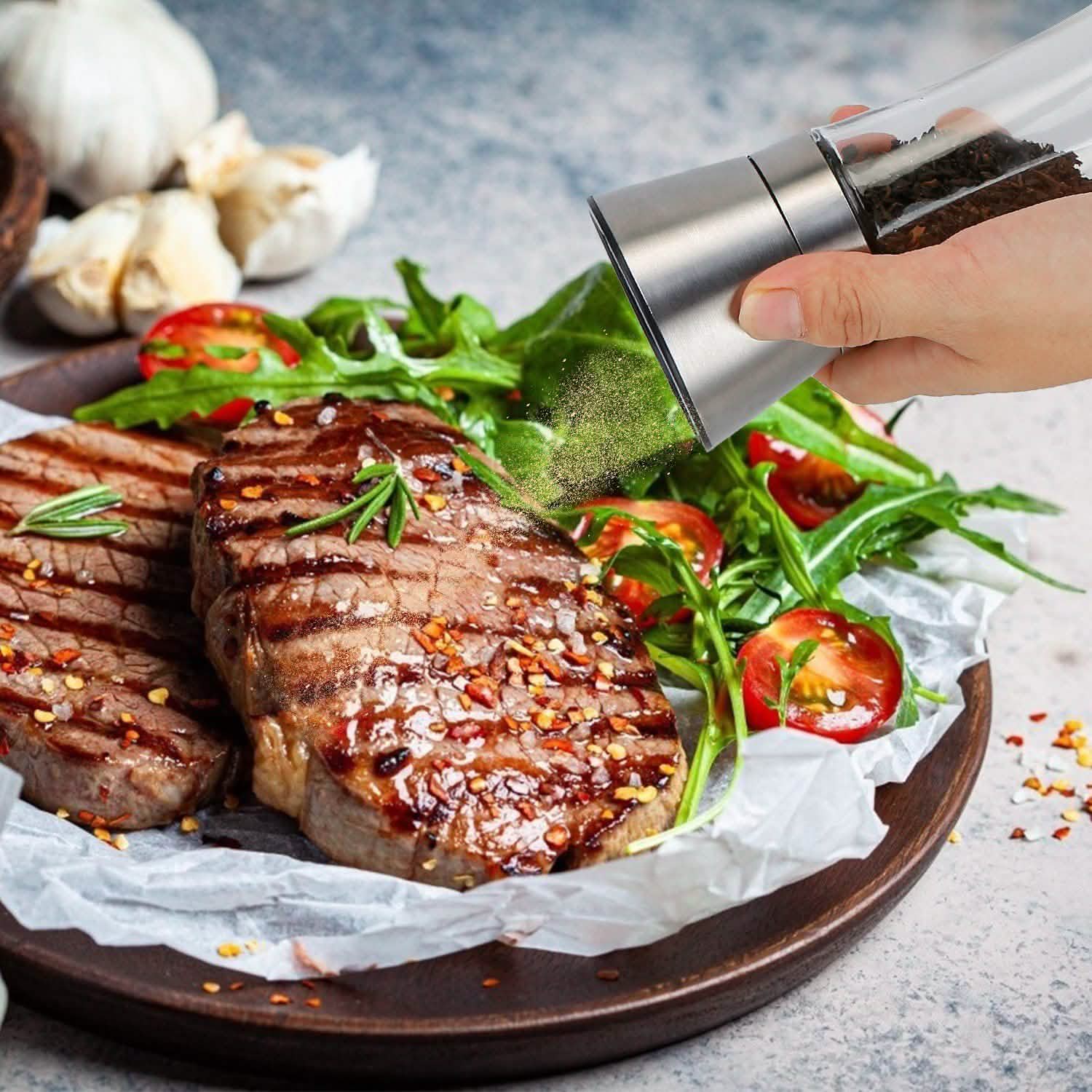 Stainless Steel Salt Pepper Grinder with Adjustable Coarseness DailySale