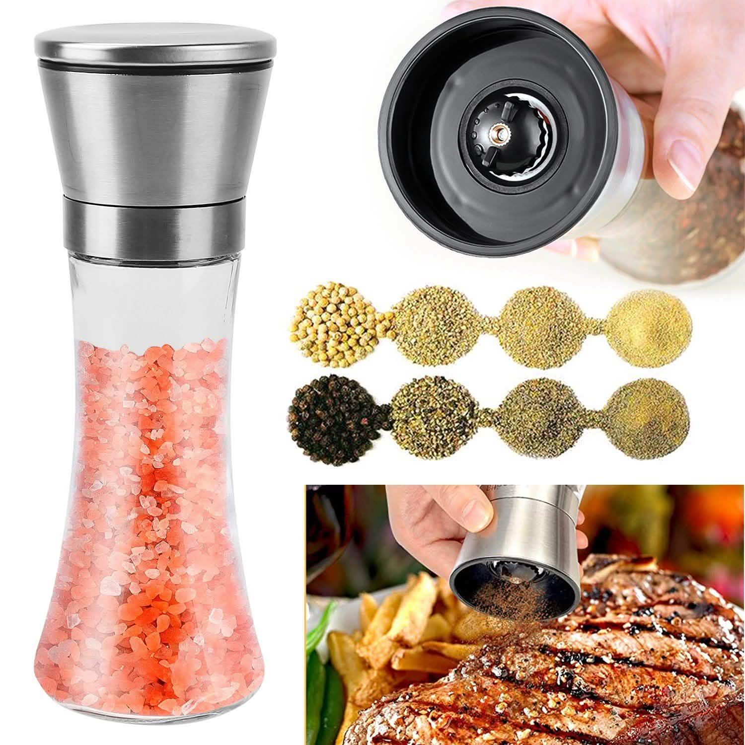 Stainless Steel Salt Pepper Grinder with Adjustable Coarseness DailySale