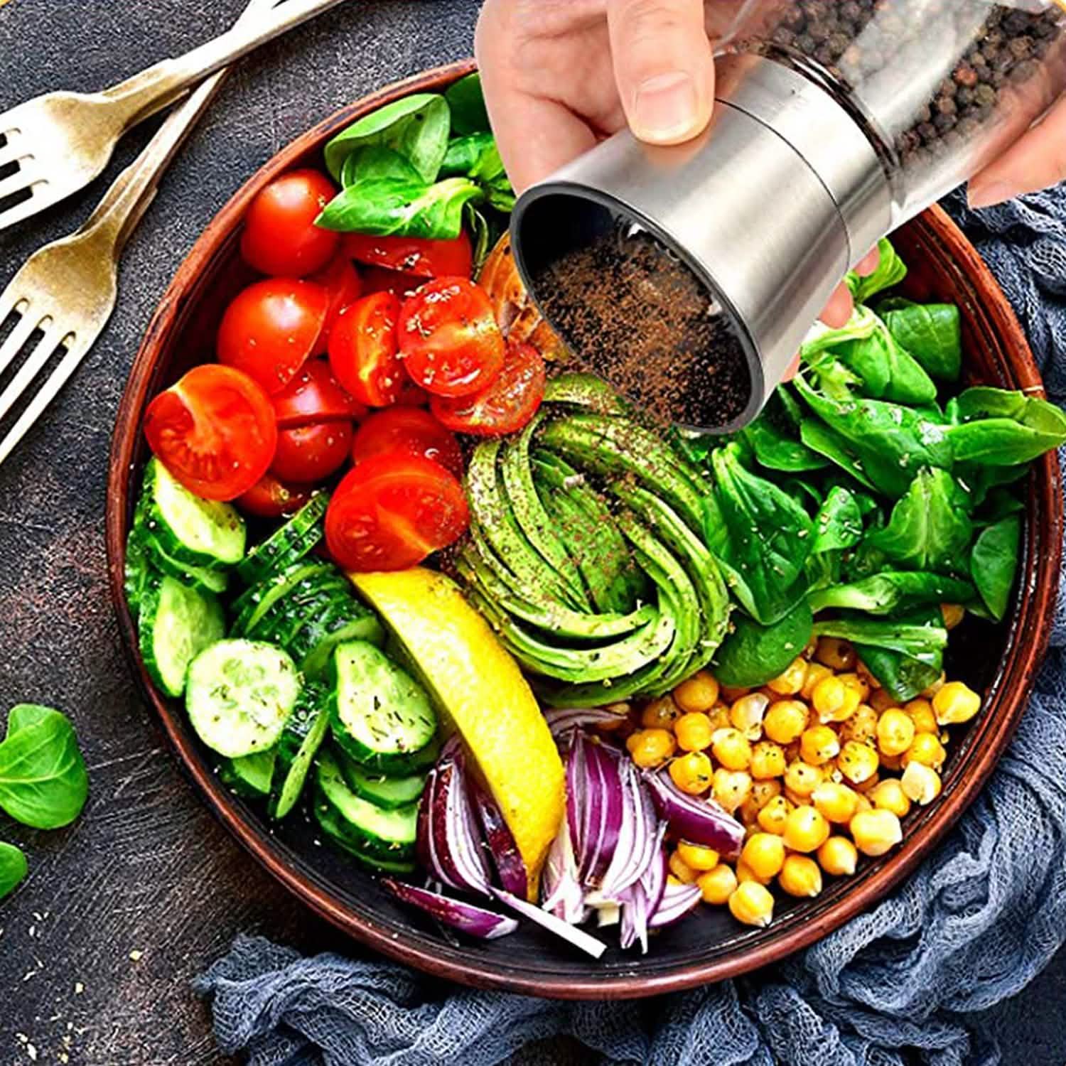 Stainless Steel Salt Pepper Grinder with Adjustable Coarseness DailySale