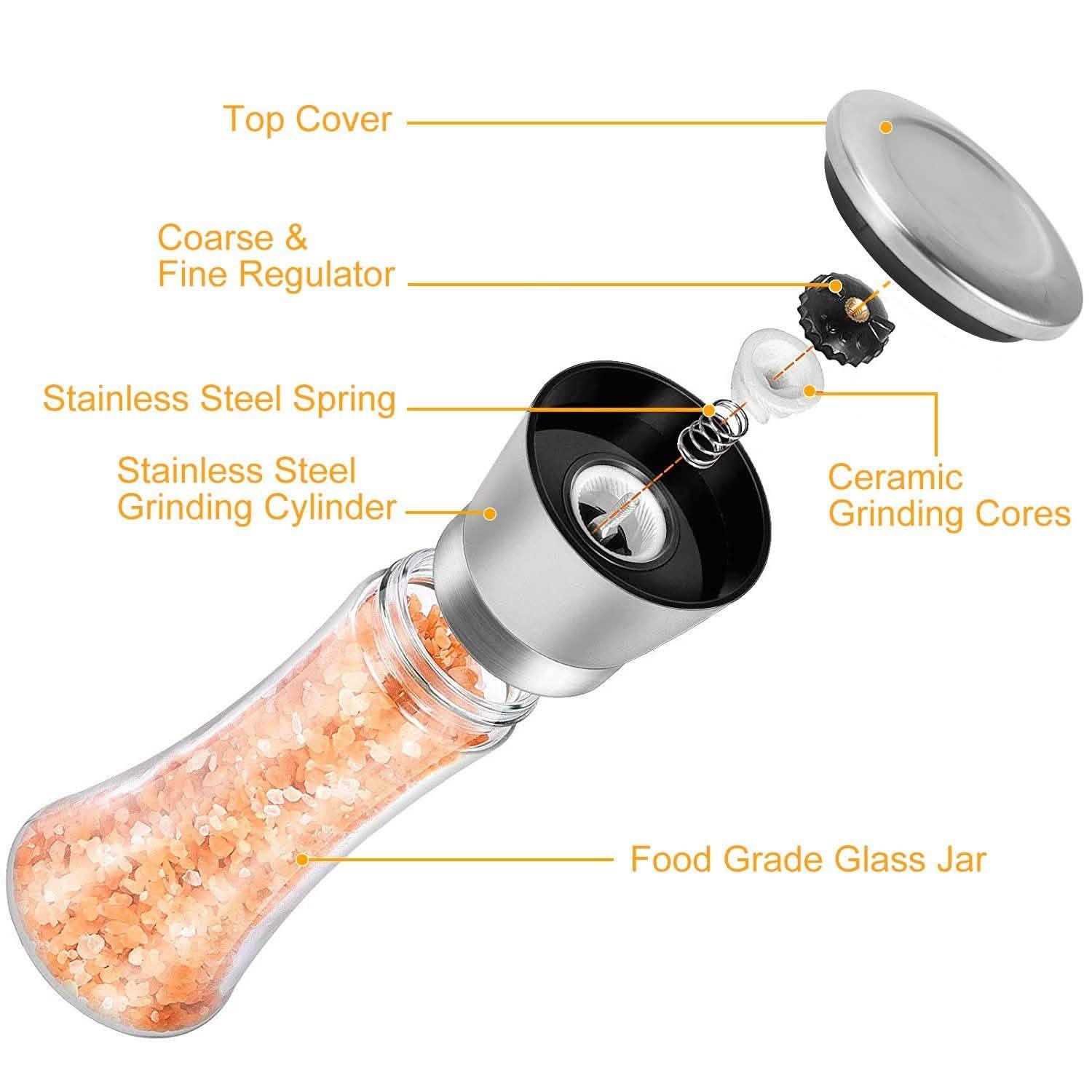 Stainless Steel Salt Pepper Grinder with Adjustable Coarseness DailySale