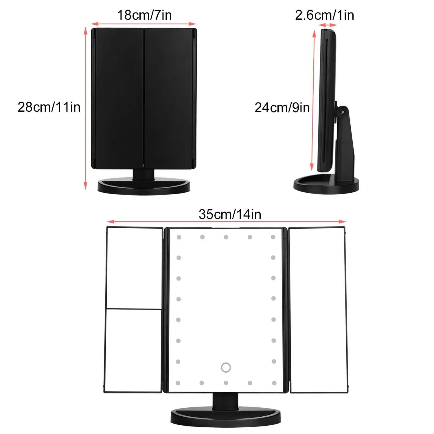 Standing Make Up Mirror Vanity USB 21 LED Light 10X 3X 2X 1X Magnification Black DailySale