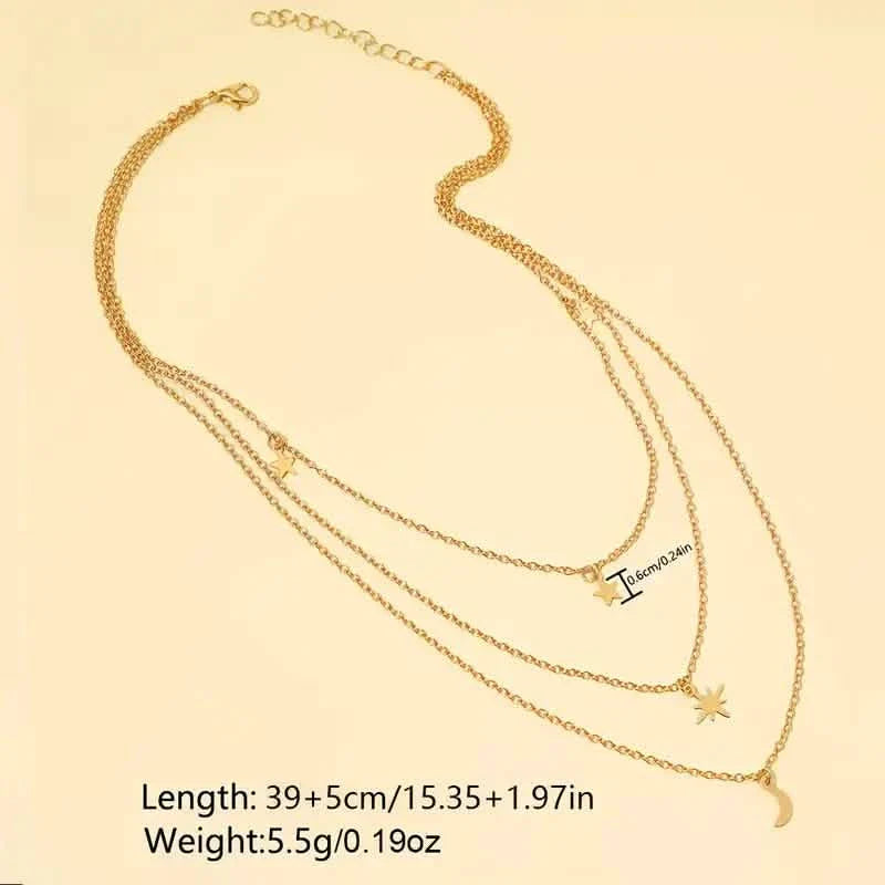 Star Moon Multi-layer Pendant Necklace DailySale
