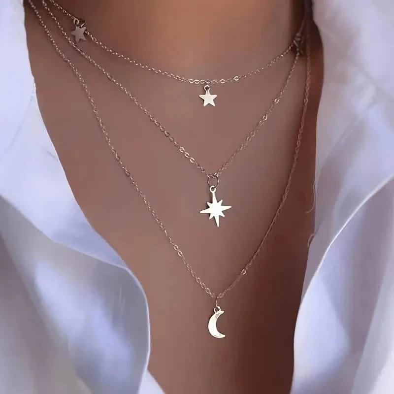 Star Moon Multi-layer Pendant Necklace DailySale