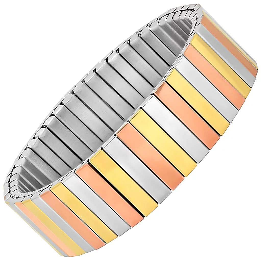 Steel by Design Stainless Tri-Color Stretch Bracelet DailySale