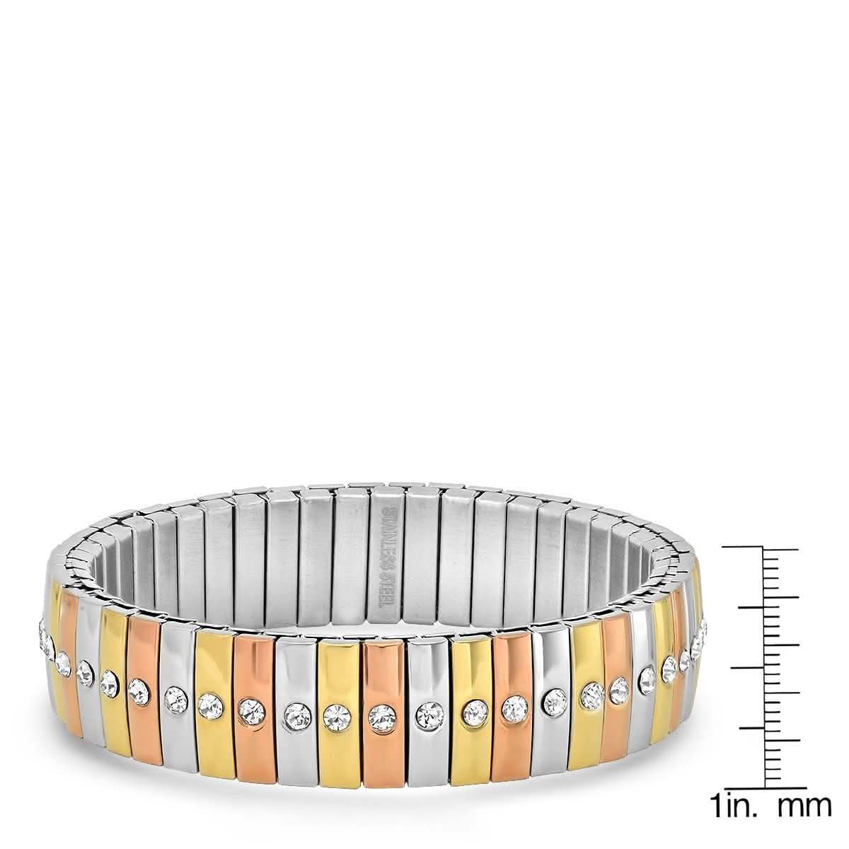 Steel by Design Stainless Tri-Color Stretch Bracelet DailySale