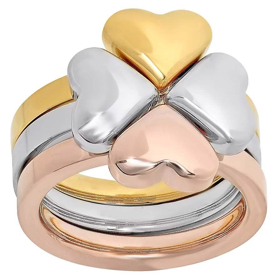 Steel by Design Three-Piece Heart Clover Ring DailySale
