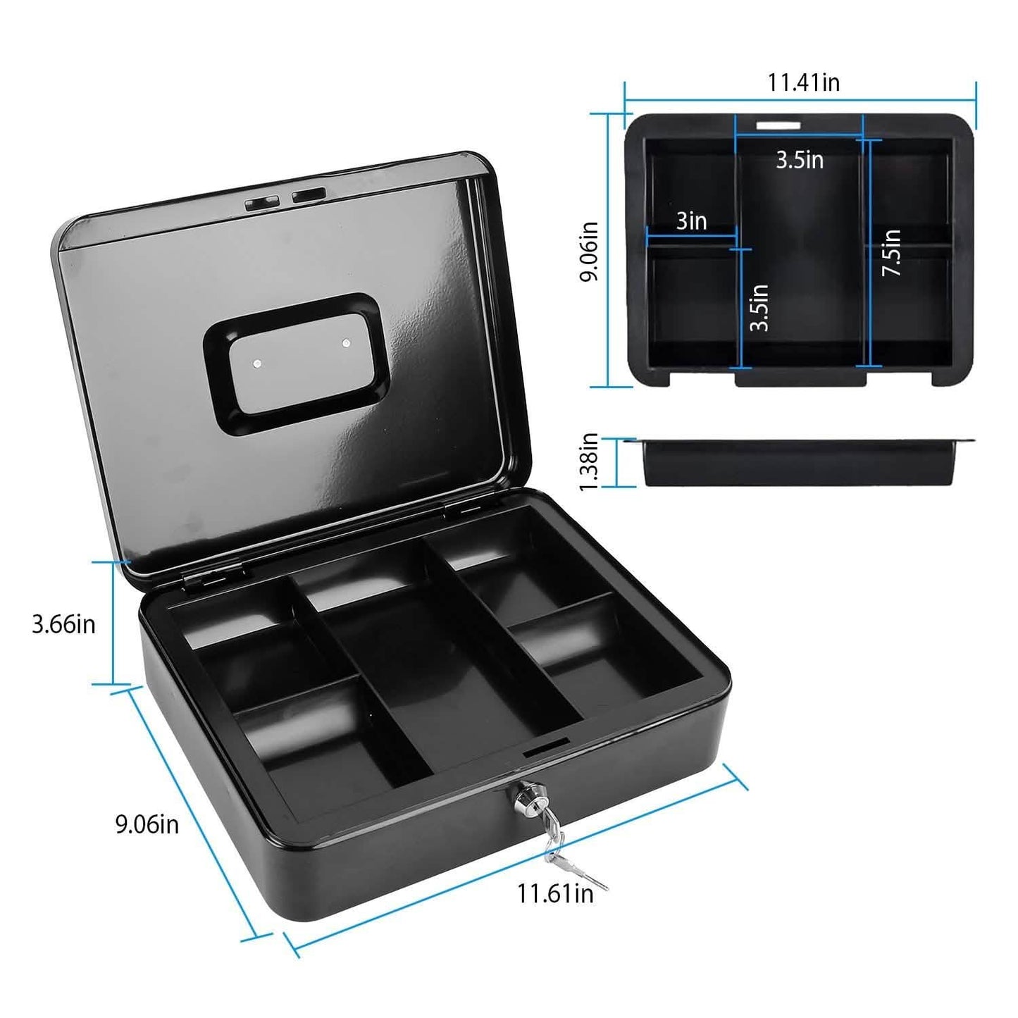 Steel Cash Box with Removable Tray DailySale