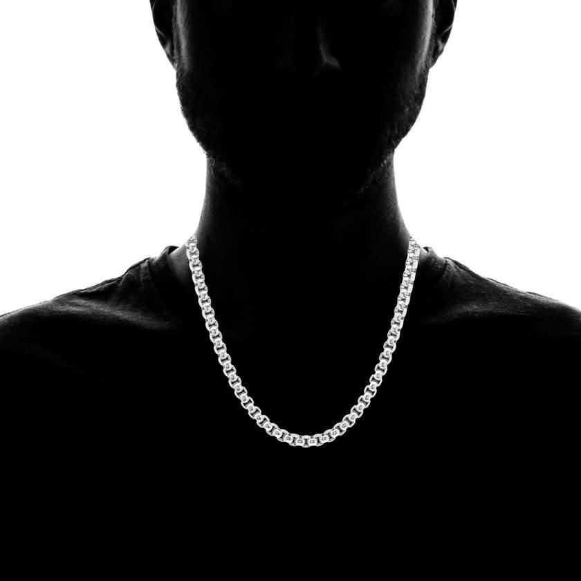 Steeltime Men's 7mm Round Box Stainless Steel Necklace and Bracelet DailySale