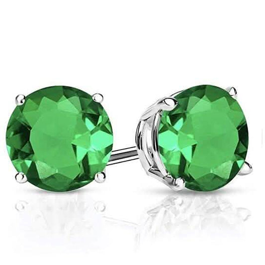 Sterling Silver 2.00 CTTW Emerald Stud Earrings DailySale