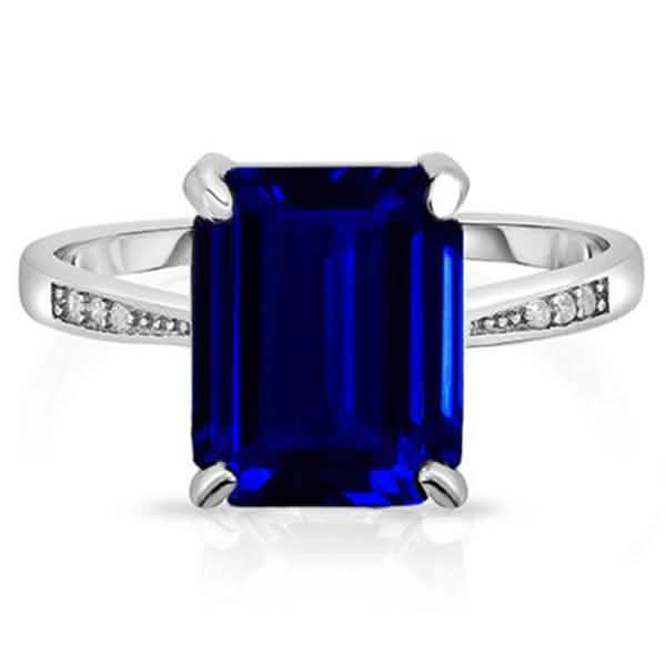 Sterling Silver 4.00 CTW Emerald Cut Genuine Sapphire Ring DailySale
