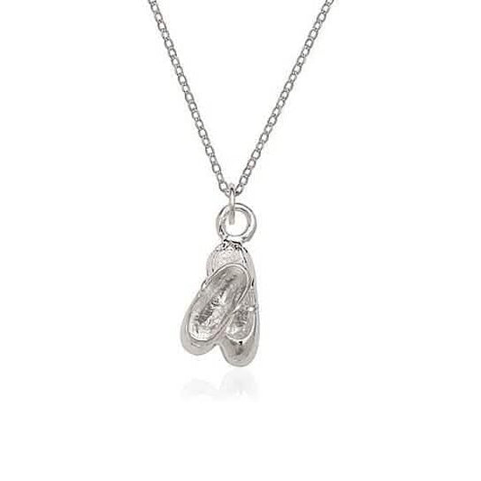 Sterling Silver Ballet Slippers Charm and Chain DailySale