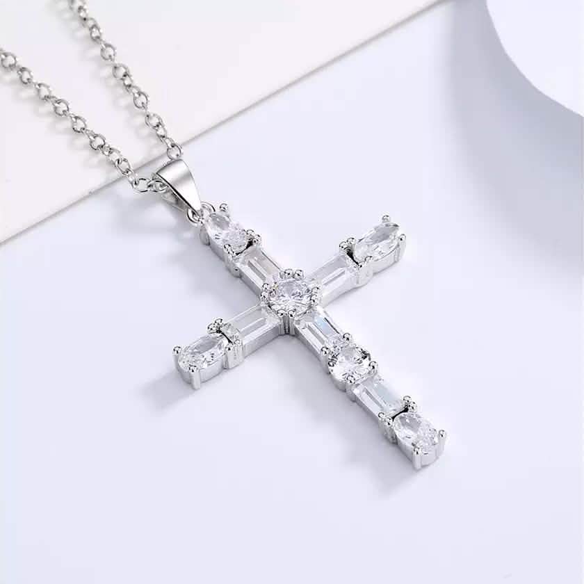 Sterling Silver Cross Pendant Necklace with Swarovski Crystal DailySale
