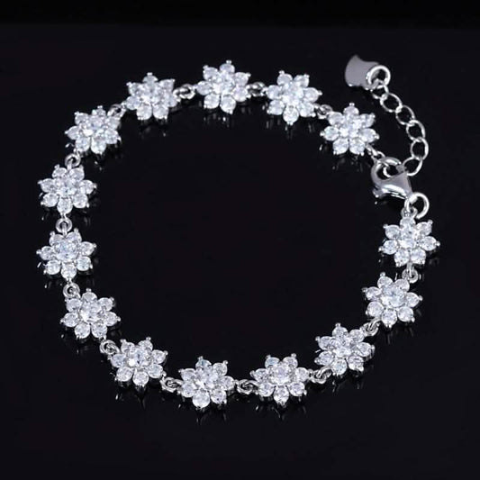 Sterling Silver Crystal Flower Tennis Bracelet DailySale