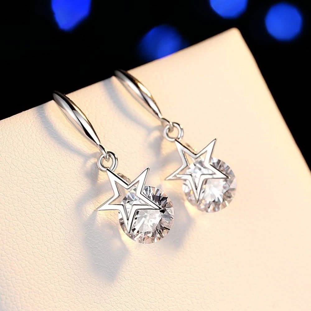 Sterling Silver Crystal Star Hook Earrings DailySale