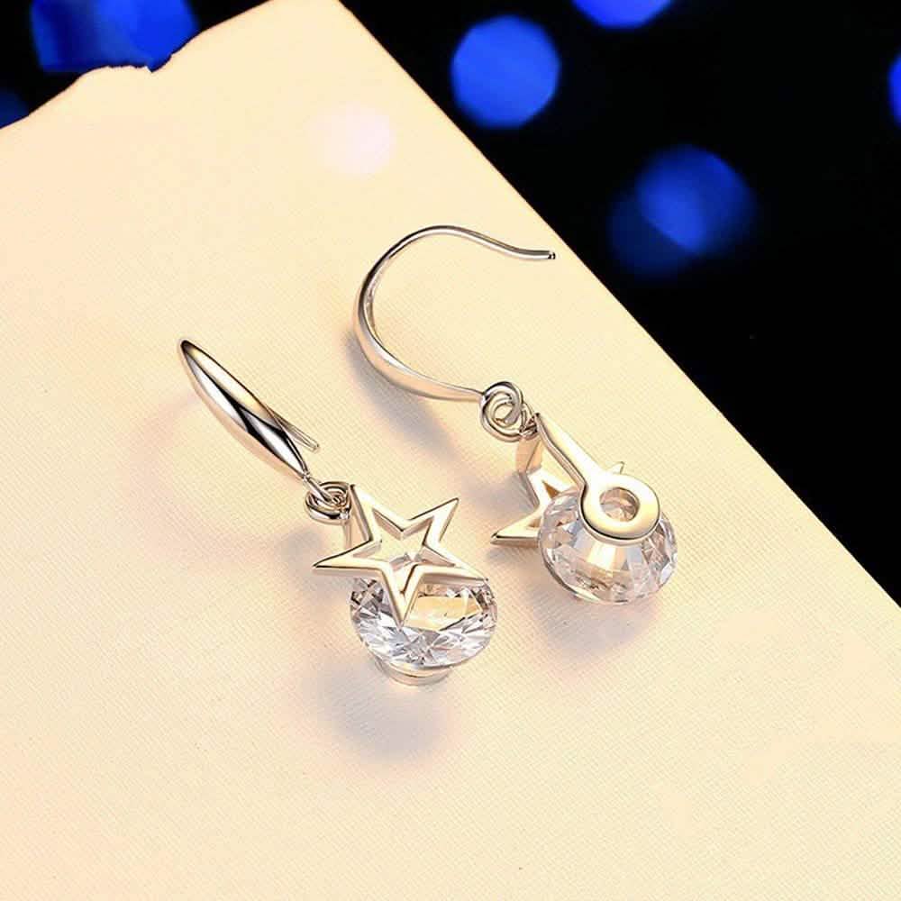 Sterling Silver Crystal Star Hook Earrings DailySale