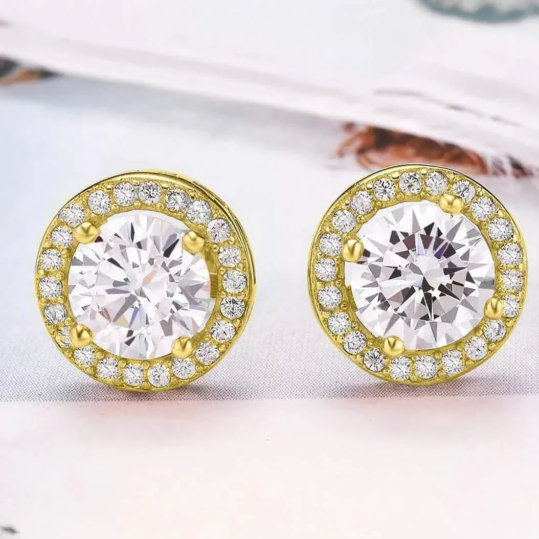 Sterling Silver Cubic Zirconia Classic Halo Stud Earrings DailySale