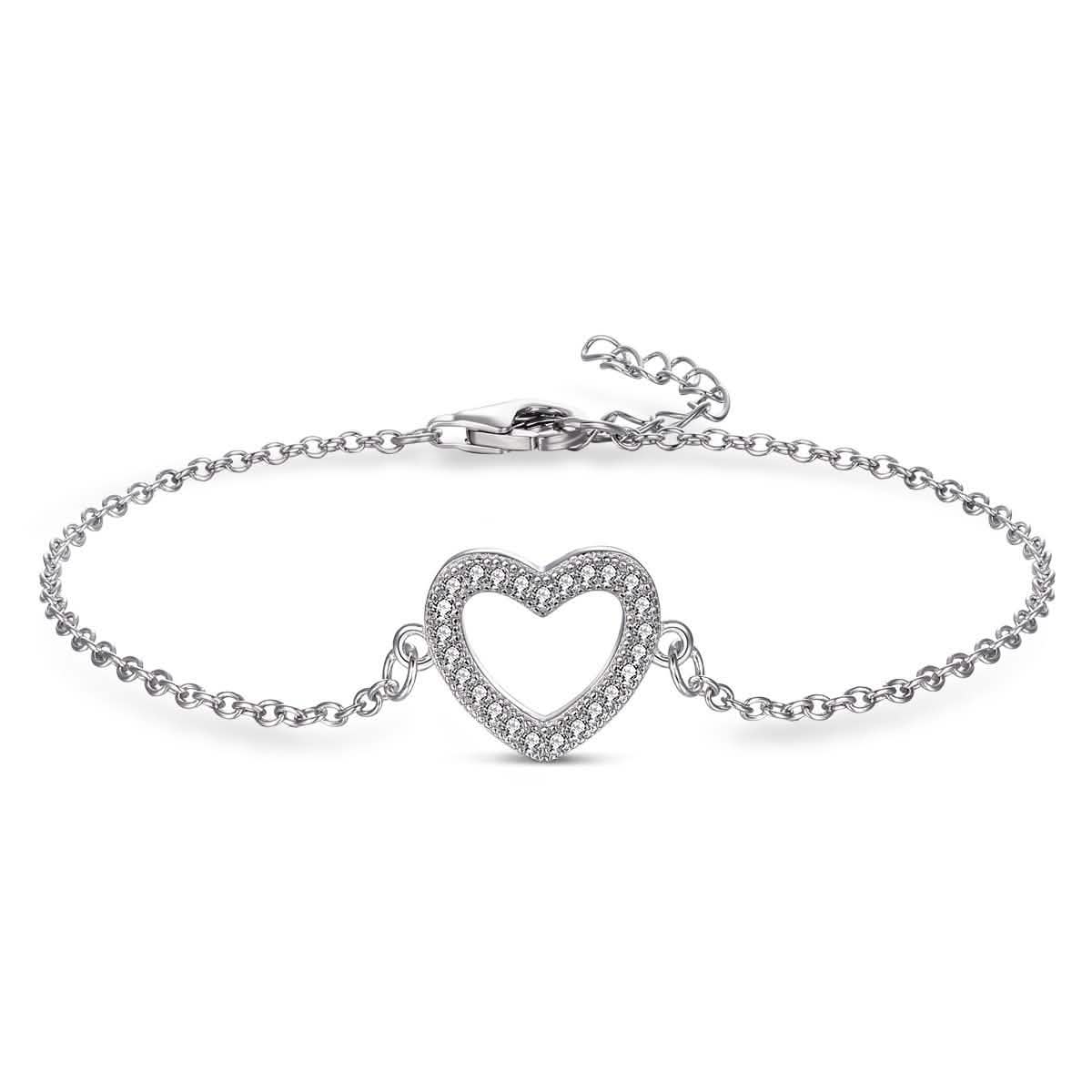 Sterling Silver CZ Heart Bracelet DailySale