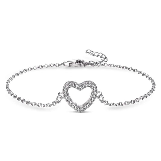 Sterling Silver CZ Heart Bracelet DailySale