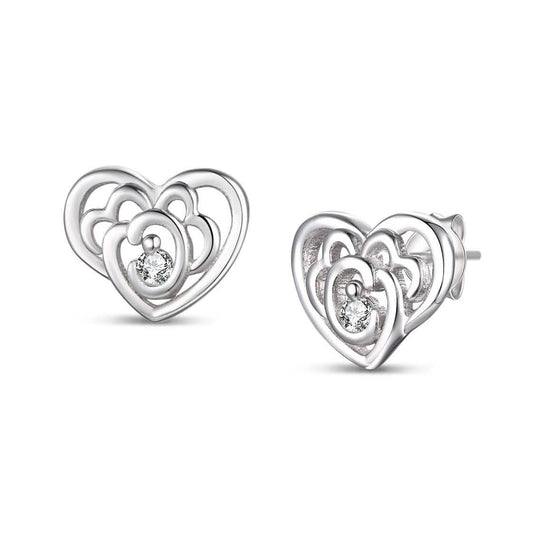 Sterling Silver CZ Heart Shape Earrings DailySale