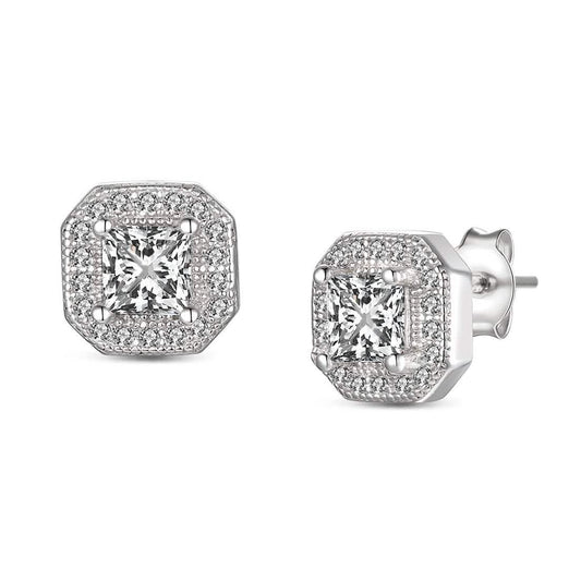 Sterling Silver CZ Square Stud Earrings DailySale