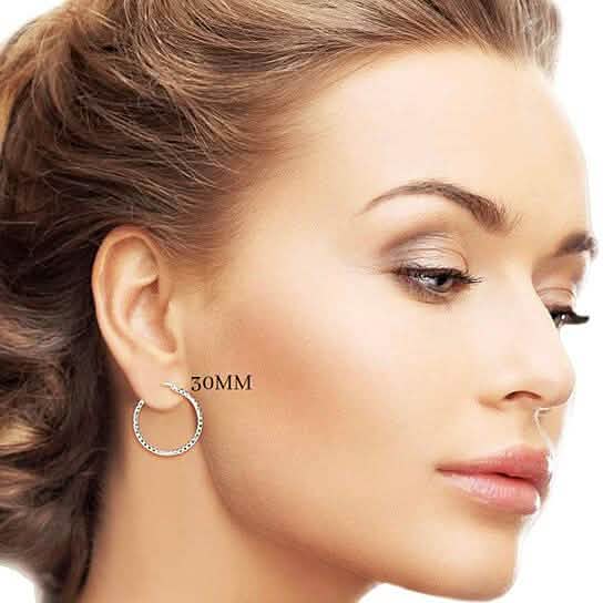 Sterling Silver Diamond Cut Hoops DailySale