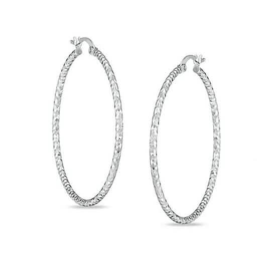 Sterling Silver Diamond Cut Hoops DailySale